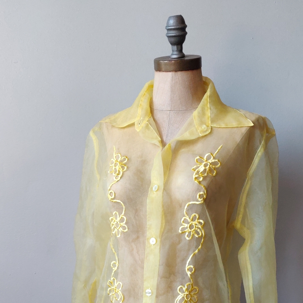 1990s VTG Sheer silk button down top